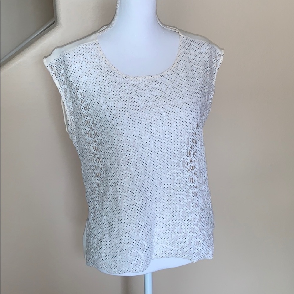 The limited lace polka dot blouse